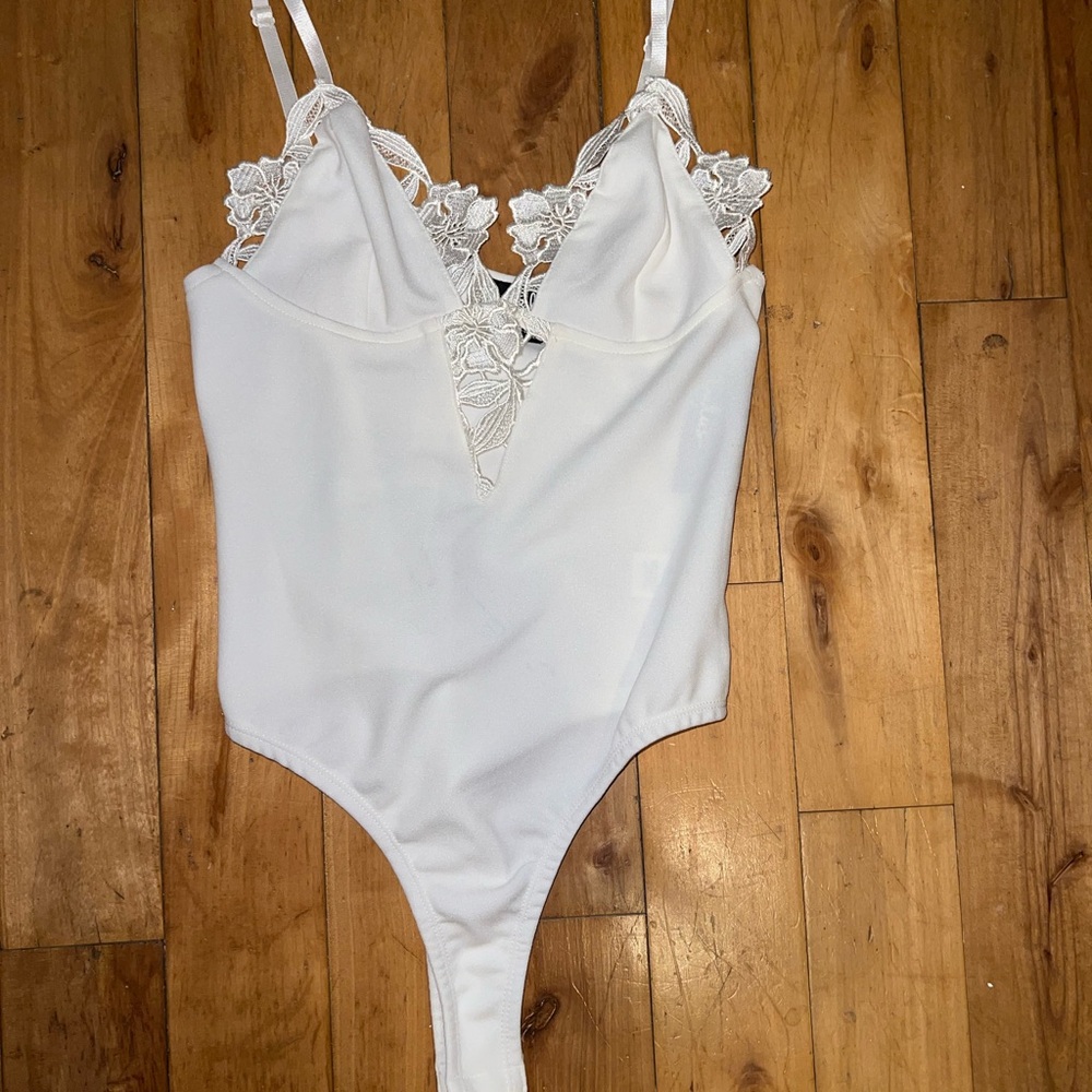 White Bodysuit with Lace Detail